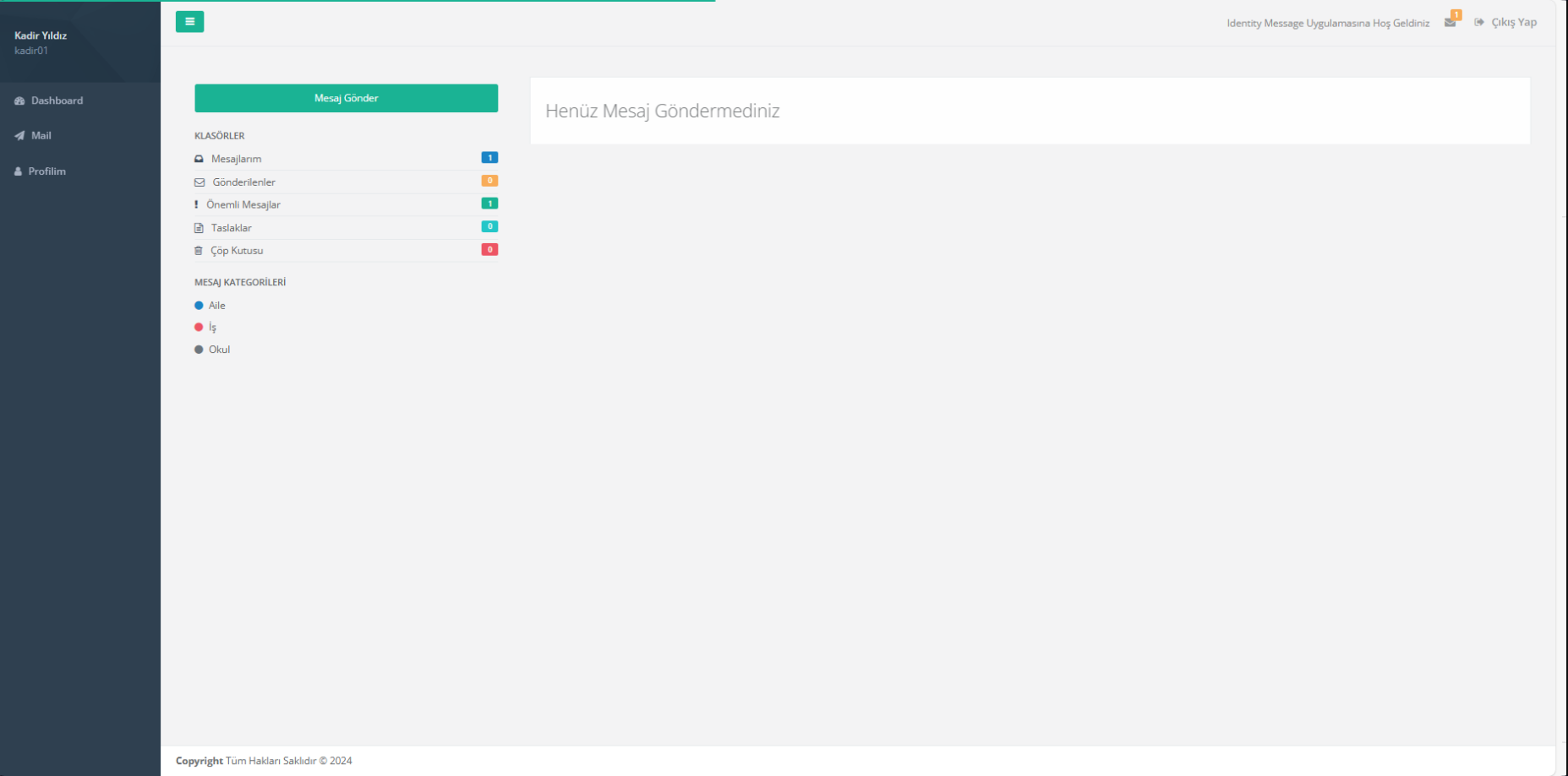 Identity Kütphanesi - Mesaj Uygulaması Image